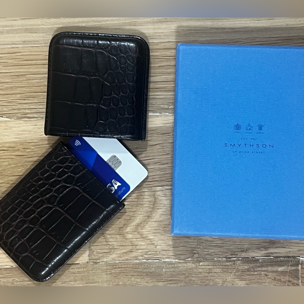 Smython classic 2 piece card case in Brown Mara Calf Skin New in Box